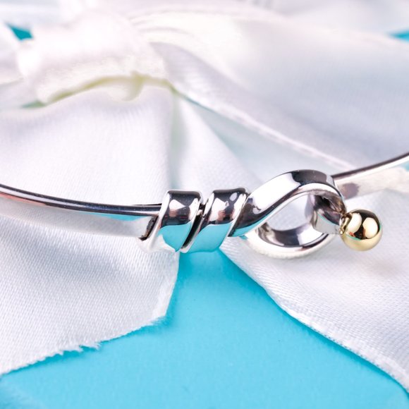 Tiffany & Co. Jewelry - Tiffany & Co. Hook Eye Knot Rope Bangle Bracelet in 18k Gold & 925 Silver 7.5"
